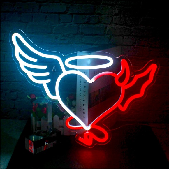 Urban Outfitters Other - Angel/Devil Heart Trendy Sexy Neon Light LED Colorful Room Wall Dorm Party Decor